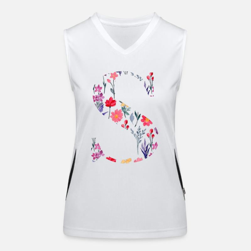 Personalisierte Blumenbuchstaben - Geschenkidee Funktionelles Kontrast-Tank Top für Frauen
