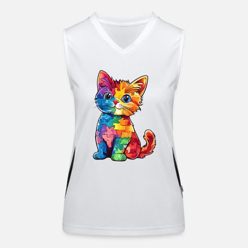 Autismus Katze Autist Funktionelles Kontrast-Tank Top für Frauen