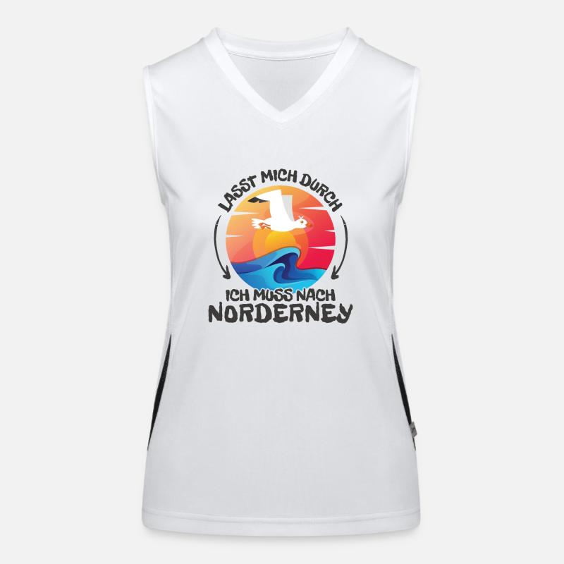 Lasst mich durch nach Norderney Möwe Sonne Strand Funktionelles Kontrast-Tank Top für Frauen
