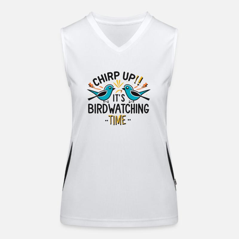 "gazouille, c'est l'heure d'observer les oiseaux" Débardeur respirant contrasté Femme