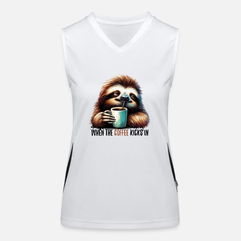 Sloth Coffee Kicks Gift Women's Functional Contrast Tank Top