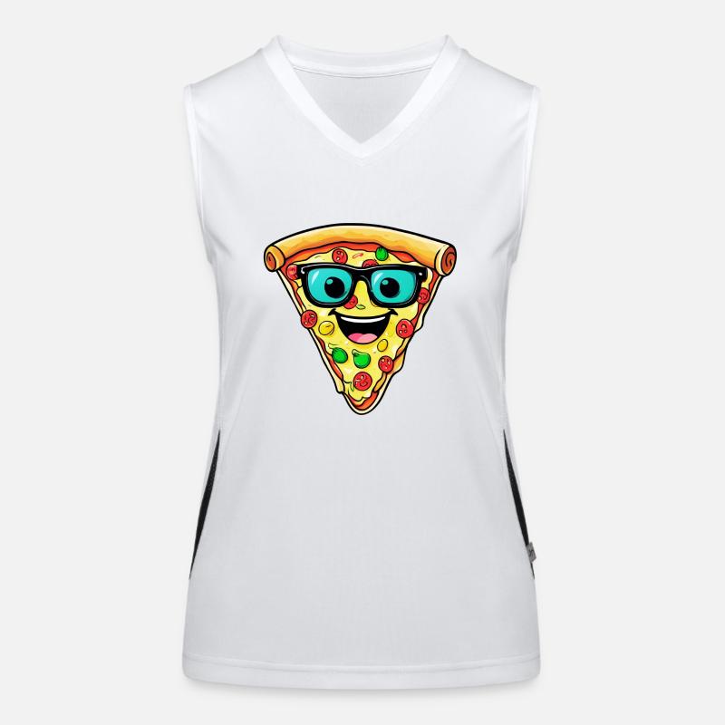 Pizzastück Comic Funktionelles Kontrast-Tank Top für Frauen