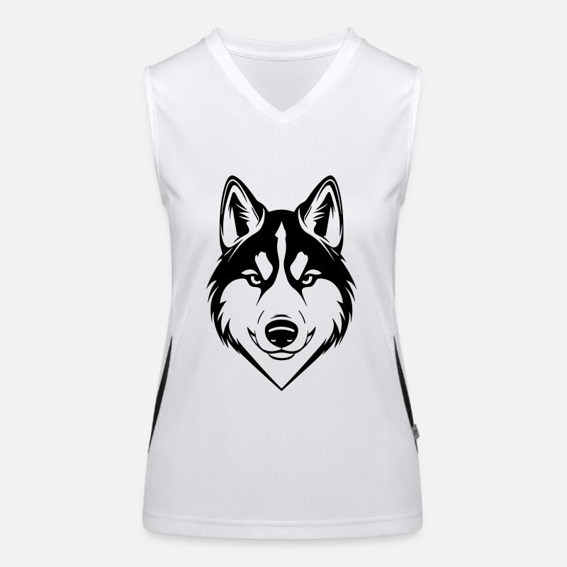 Husky Dog Head Women's Functional Contrast Tank Top