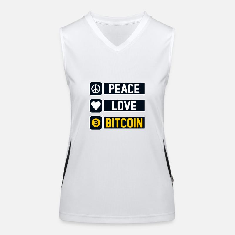 Frieden Liebe Bitcoin Funktionelles Kontrast-Tank Top für Frauen