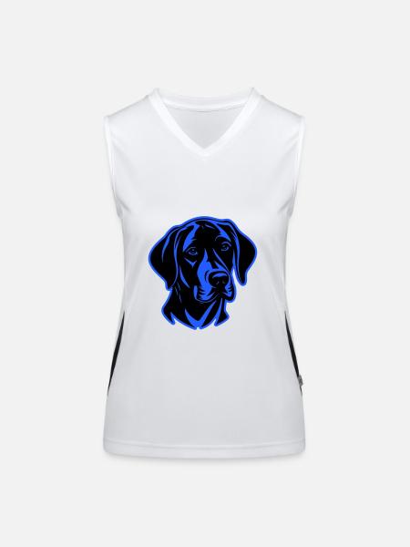 Tête de chien Labrador - Débardeur respirant contrasté Femme - blanc/noir - Devant