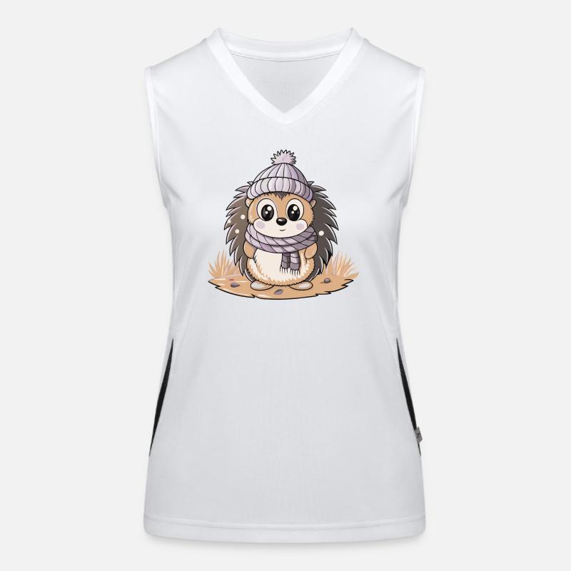 Hérisson mignon avec écharpe et chapeau à pompon. Débardeur respirant contrasté Femme