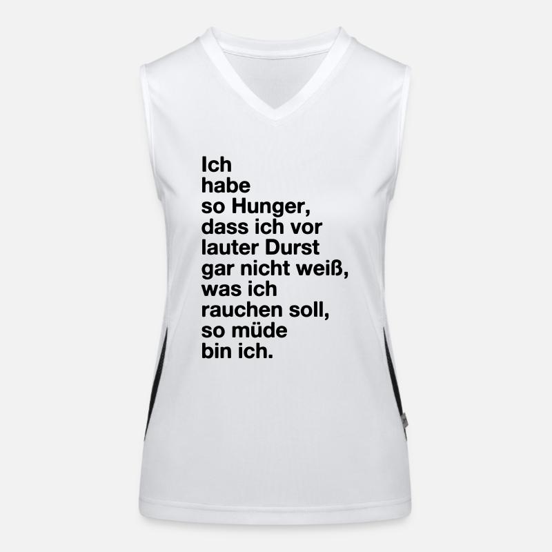 Hunger, Durst, Schmacht, Müde. Mimimi Funktionelles Kontrast-Tank Top für Frauen