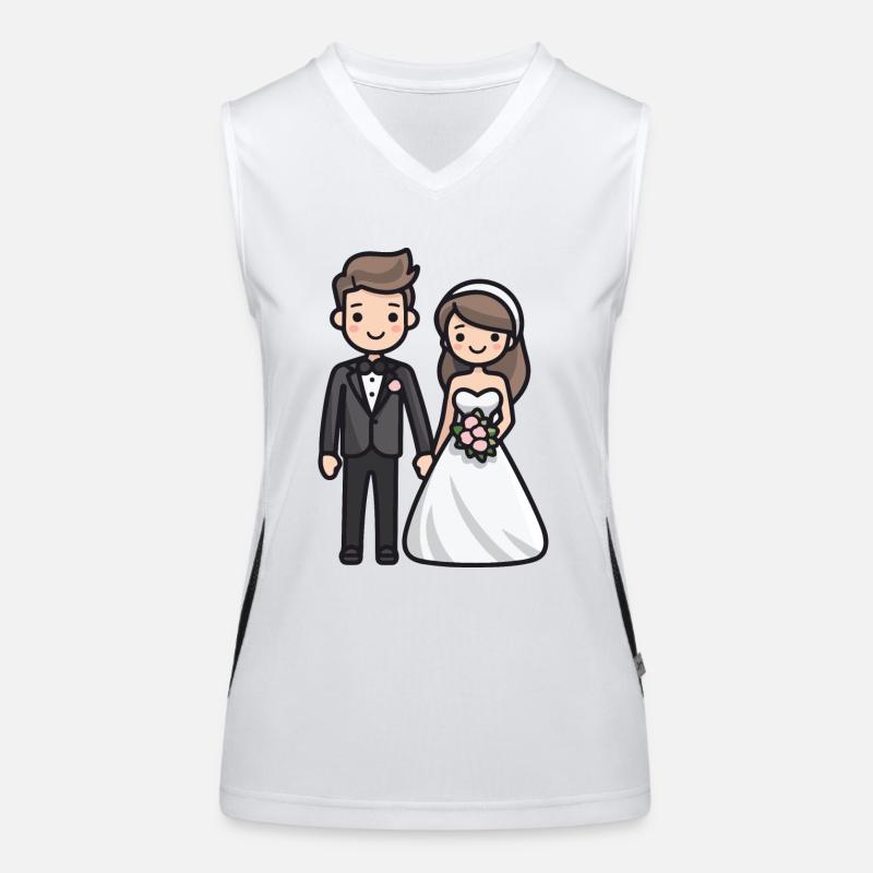 Newlyweds, Wedding, Bride, Groom Women's Functional Contrast Tank Top