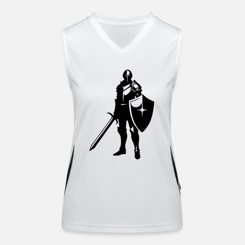 Ritter mit Schwert und Schild Funktionelles Kontrast-Tank Top für Frauen
