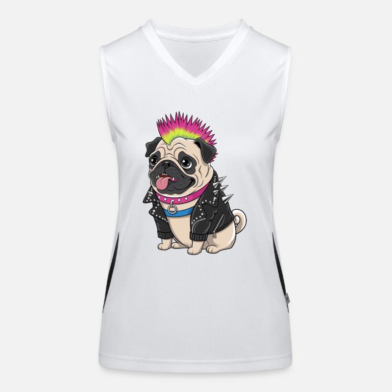 Mops Hundehalter Mops Punk Punker Funktionelles Kontrast-Tank Top für Frauen