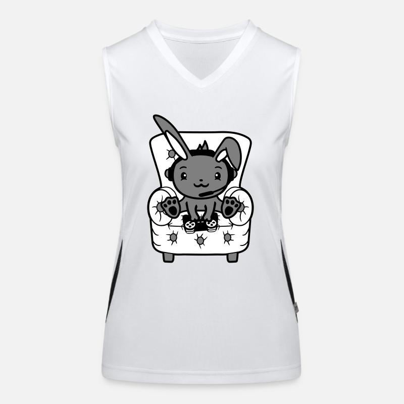 Hase spielt Controller Konsole Headset Gamer Nerd Funktionelles Kontrast-Tank Top für Frauen