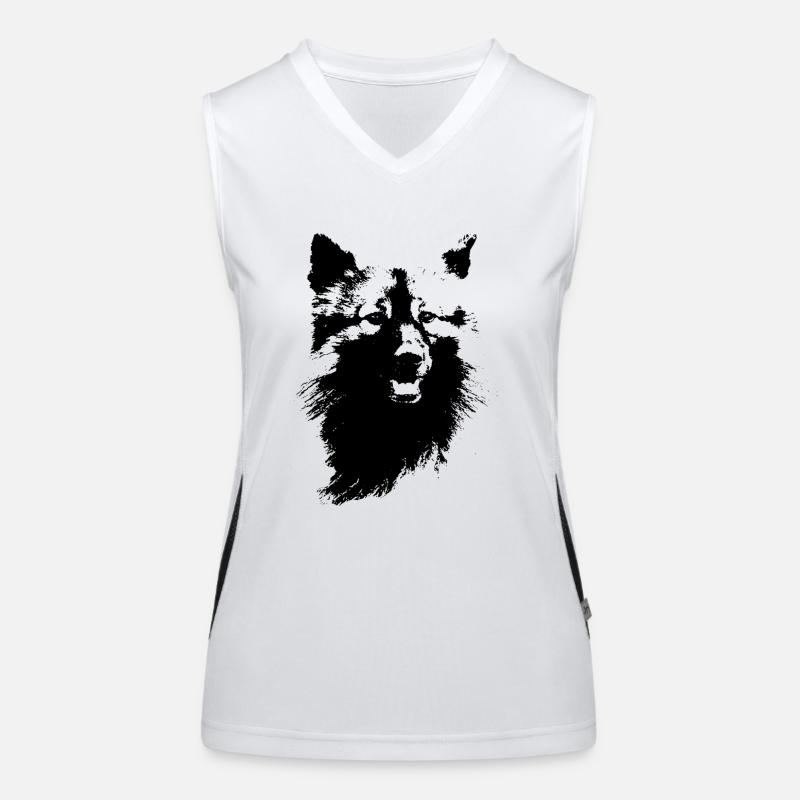 Wolfsspitz Kopf Funktionelles Kontrast-Tank Top für Frauen