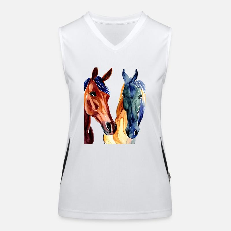 Horses Abstract Watercolor Women's Functional Contrast Tank Top