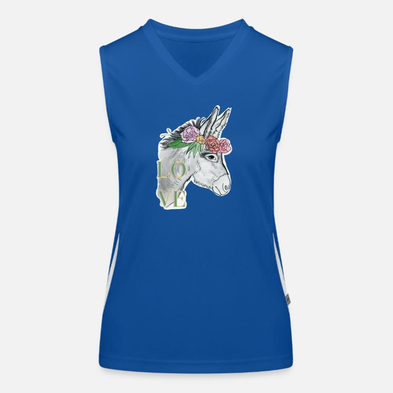 ESEL - Amour - Fleurs - Âne mignon Débardeur respirant contrasté Femme