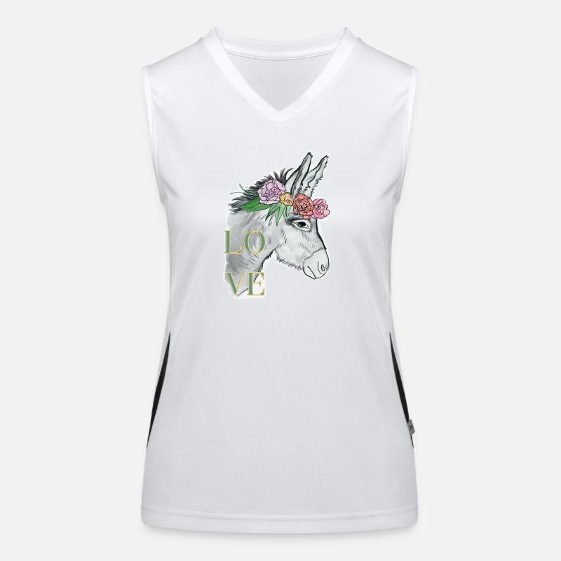 ESEL - Amour - Fleurs - Âne mignon Débardeur respirant contrasté Femme