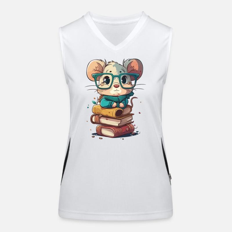 Bücherwurm-Maus Funktionelles Kontrast-Tank Top für Frauen