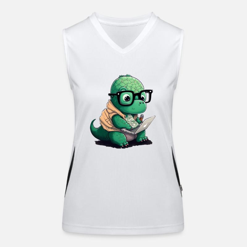 Cute Dino Who Programs Women's Functional Contrast Tank Top