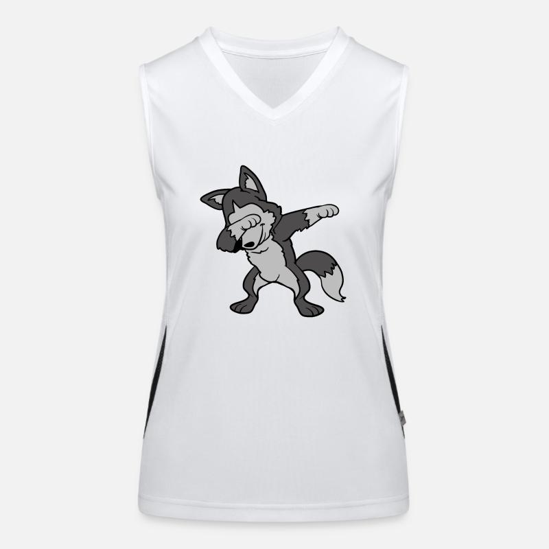 Dabbing Dab Siberian Husky Dog Wolf Dancing Women's Functional Contrast Tank Top