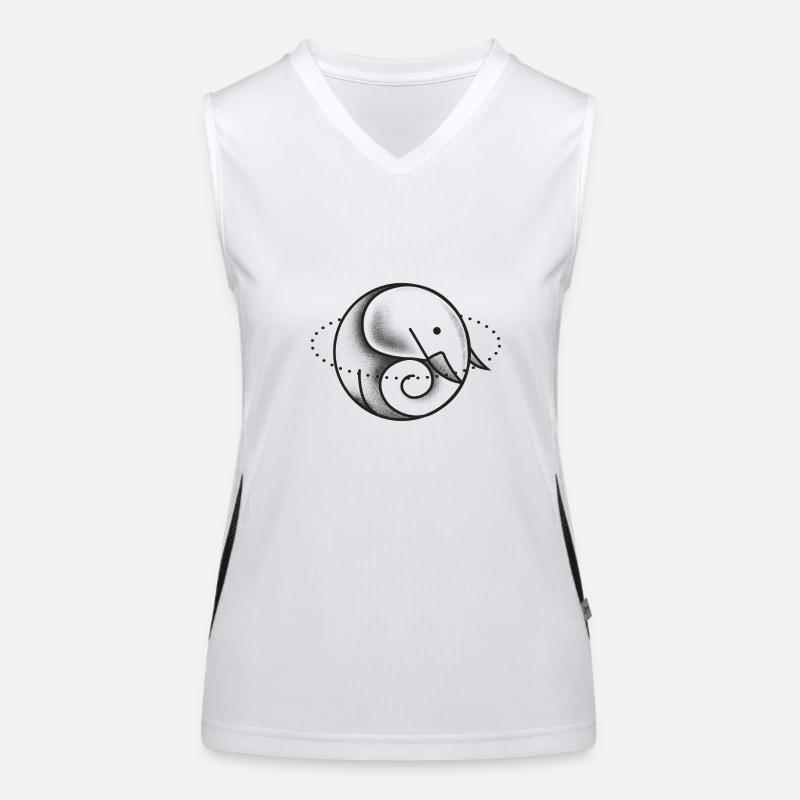 Elephant cute circle gray Women's Functional Contrast Tank Top