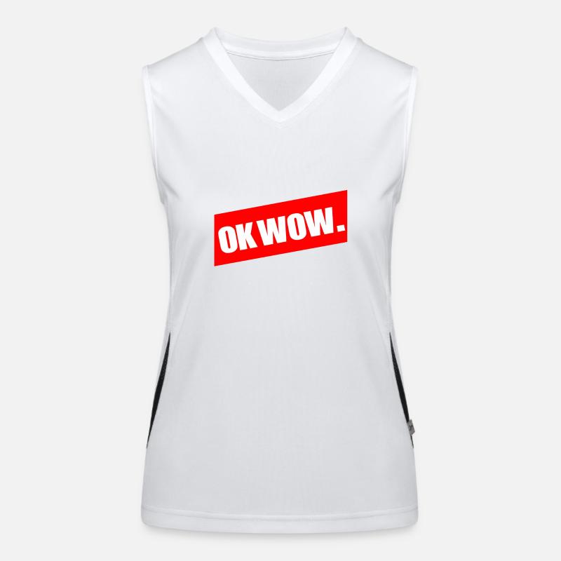 OK WOW. Gift Idea Cool Shirts Sayings Summer Women's Functional Contrast Tank Top