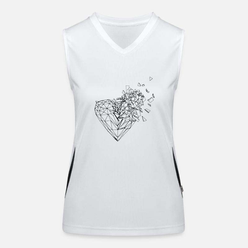 conception de coeur de polygone coeur de rupture Débardeur respirant contrasté Femme