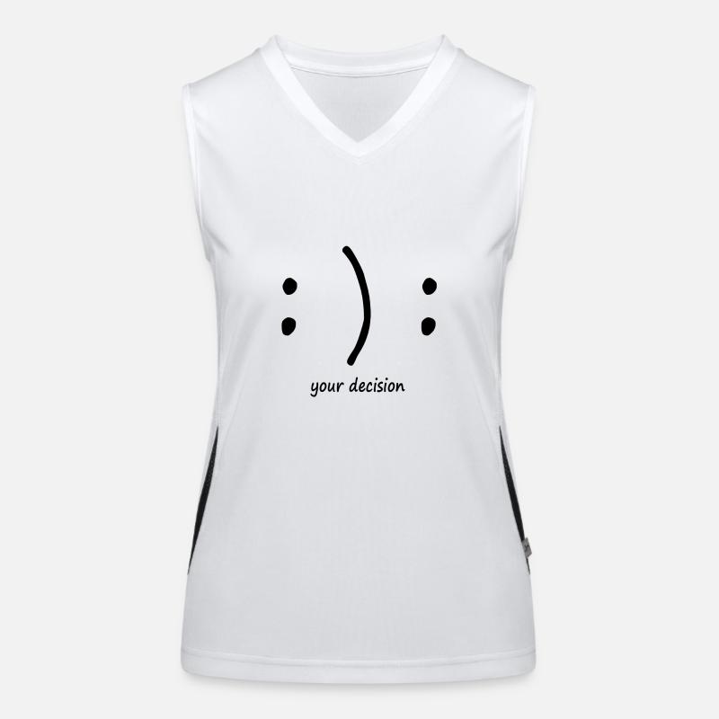 glücklich oder traurig? Emotionen Smiley Funktionelles Kontrast-Tank Top für Frauen
