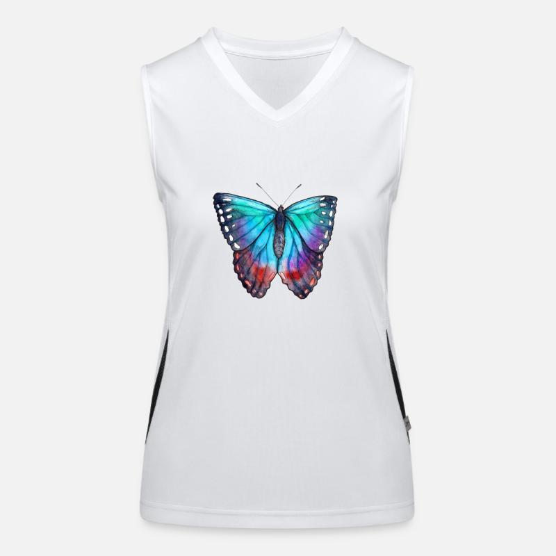 Blauer Schmetterling Funktionelles Kontrast-Tank Top für Frauen