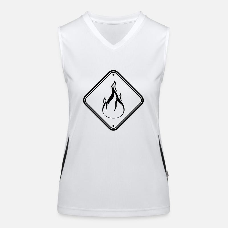 panneau d'avertissement bouclier attention prudence danger feu Débardeur respirant contrasté Femme