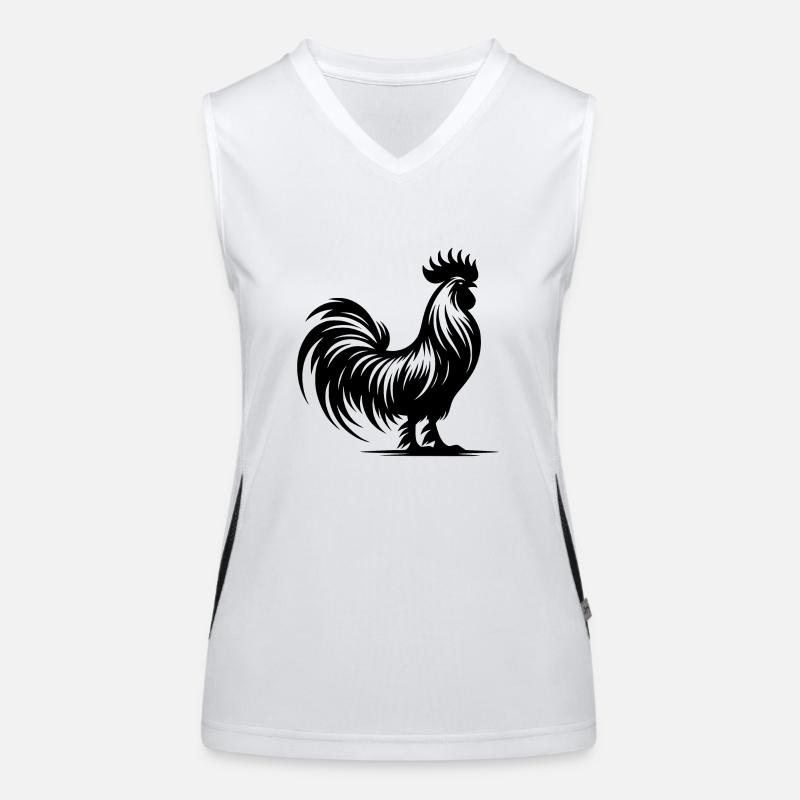 Eleganter Rassehahn mit großem Kamm Funktionelles Kontrast-Tank Top für Frauen