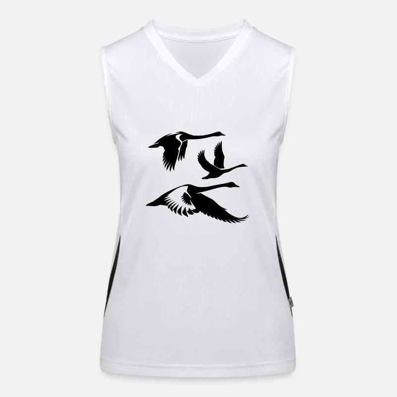 Fliegende Singschwäne Gruppe Funktionelles Kontrast-Tank Top für Frauen