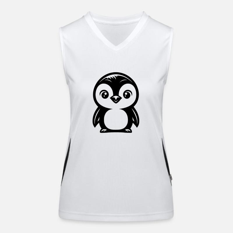 Cute Comic Penguin Drawing Women's Functional Contrast Tank Top