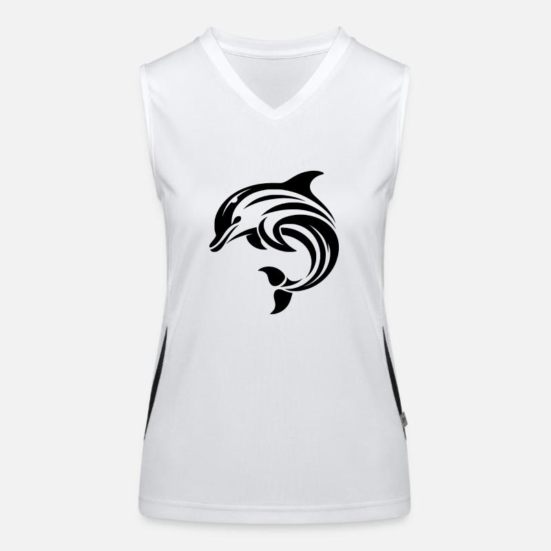 Elegant dynamic dolphin in leap Women's Functional Contrast Tank Top