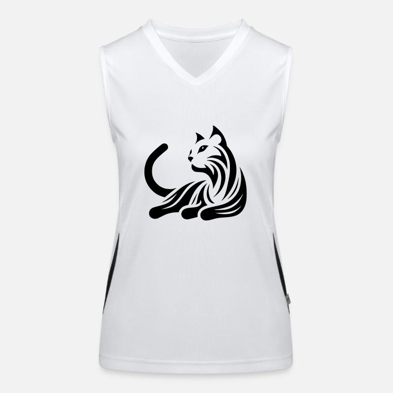 Chat mignon structure décorative tatouage tribal Débardeur respirant contrasté Femme