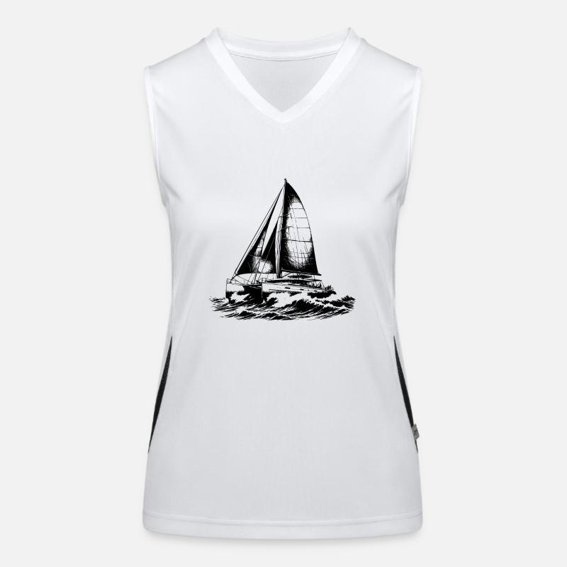 Catamaran chic dans les vagues sous voile vent Débardeur respirant contrasté Femme