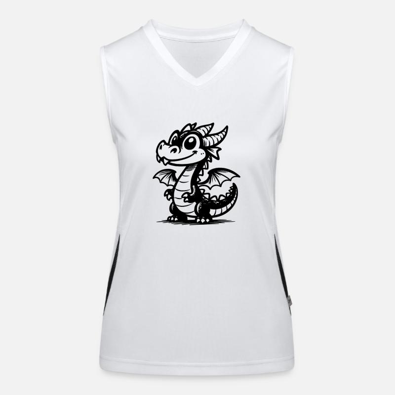 Mignon dragon souriant avec des ailes Débardeur respirant contrasté Femme