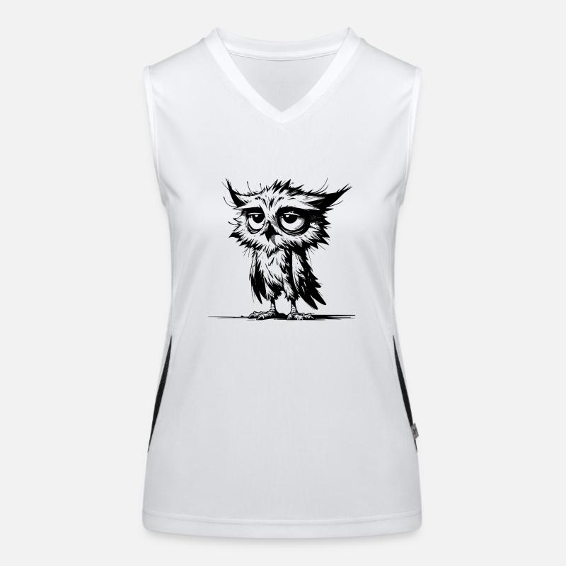 Schlaftrunkene Eule und mürrische Nachtwächterin Funktionelles Kontrast-Tank Top für Frauen