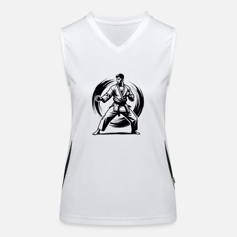 Perfekte Karate Pose meisterhafte Kampfkunst Funktionelles Kontrast-Tank Top für Frauen