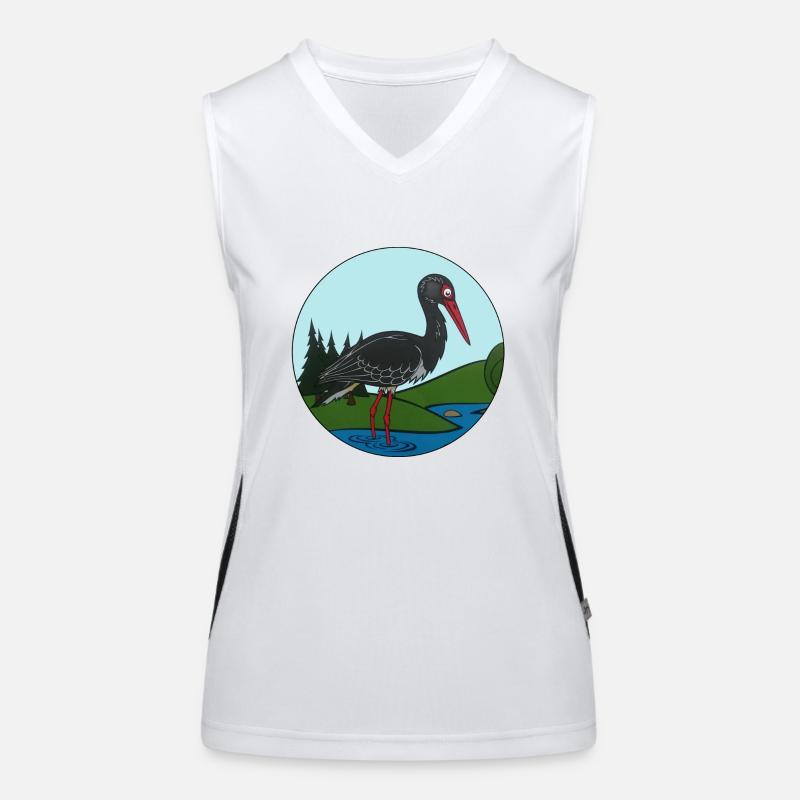 Black stork in circle Women's Functional Contrast Tank Top