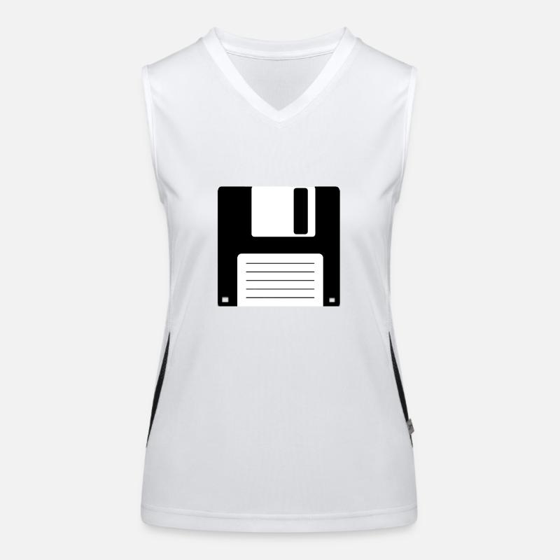 Floppy Floppy Disk Old School Retro Computer Design Women's Functional Contrast Tank Top