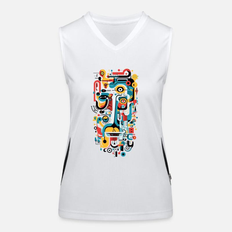 "Geometric Echoes" Abstract Art Funktionelles Kontrast-Tank Top für Frauen