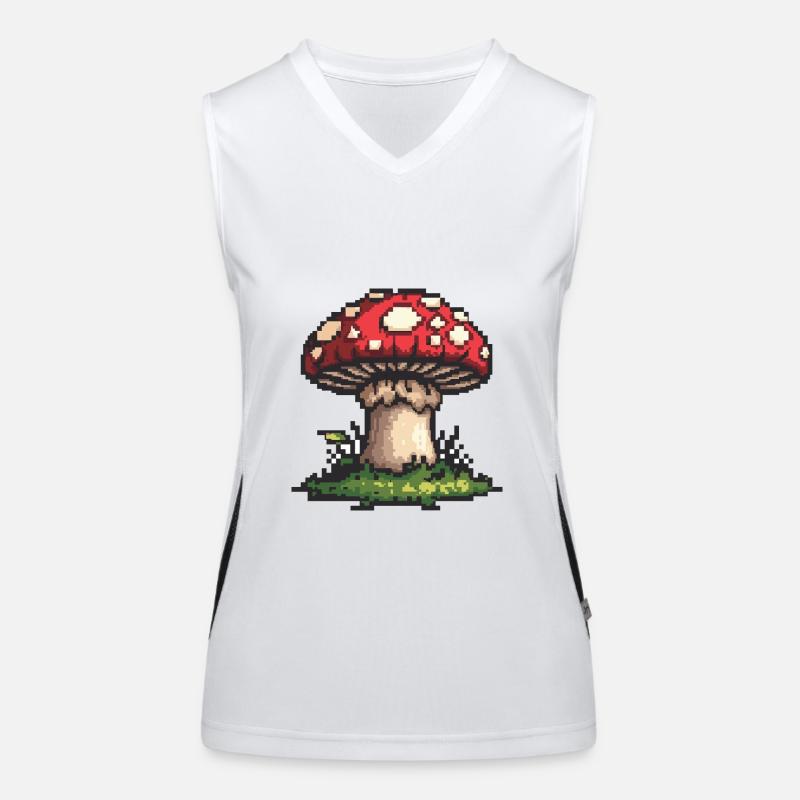 Icône de pixel champignon Débardeur respirant contrasté Femme