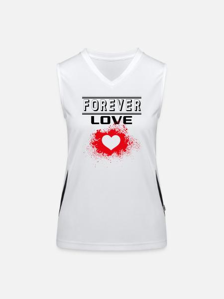 Liebe Forever I Love You Herz Hearts Wahre Liebe - Funktionelles Kontrast-Tank Top für Frauen - Weiß/Schwarz - Vorne