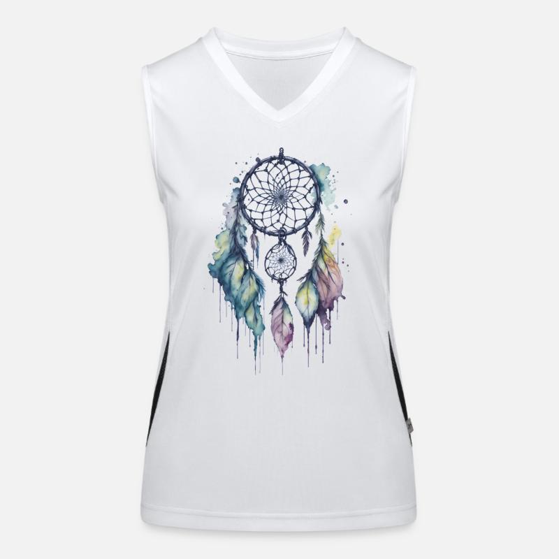 Whimsical Dreams: A Delicate Watercolor Dreamcatch Women's Functional Contrast Tank Top