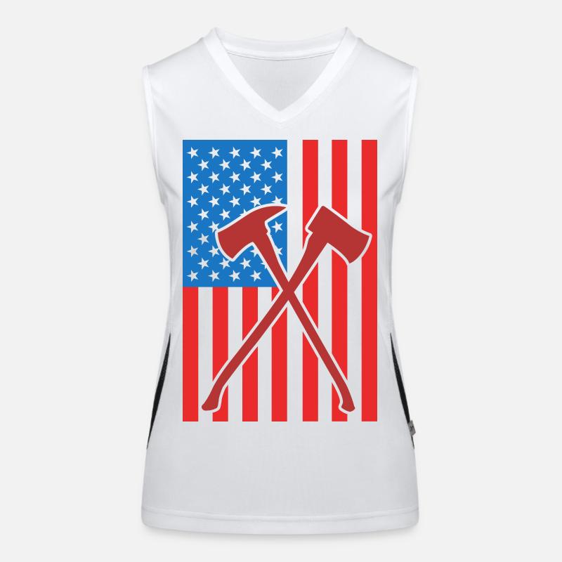 Brandbekämpfung USA Flagge Funktionelles Kontrast-Tank Top für Frauen