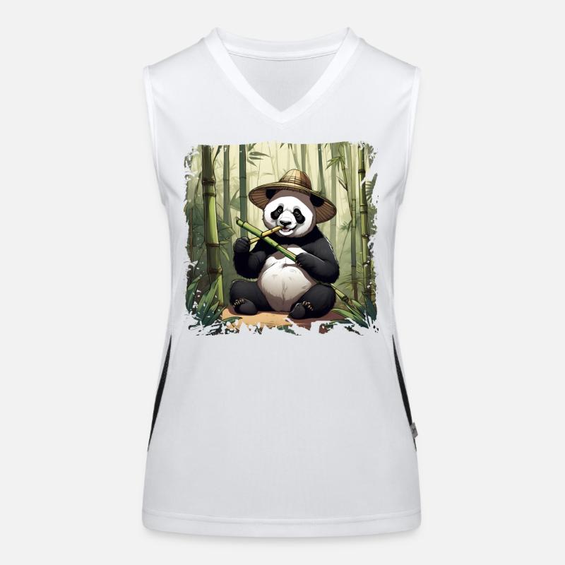 Panda eating! Women's Functional Contrast Tank Top