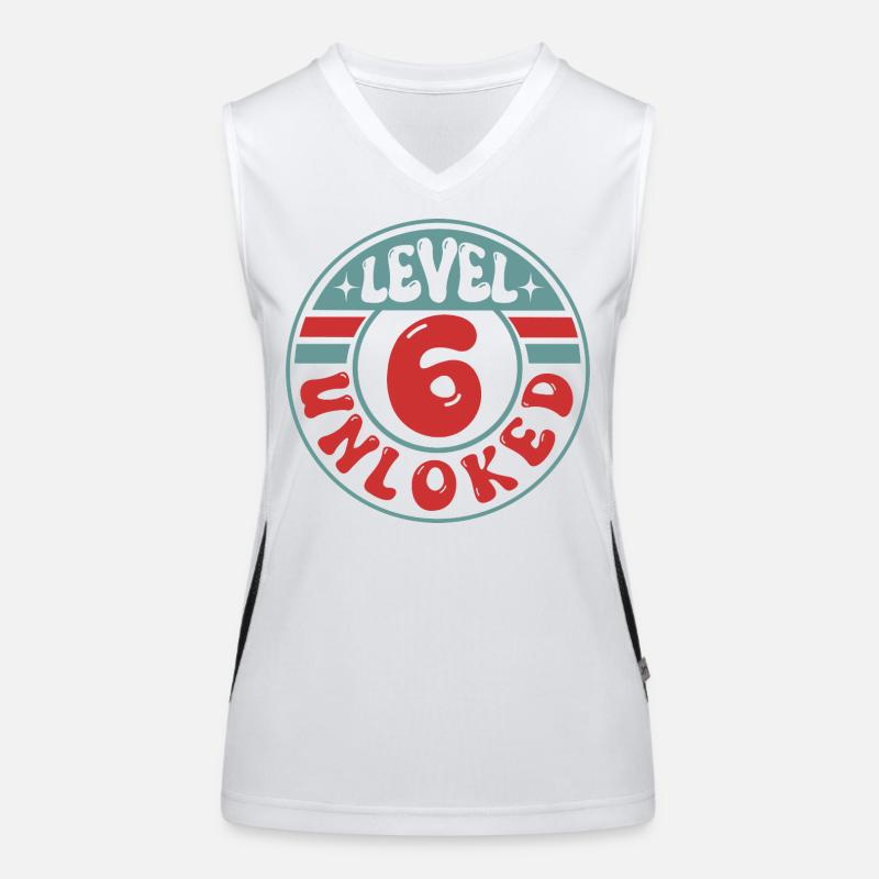 Level 6 Unlocked – Cool Gamer Birthday Design Women's Functional Contrast Tank Top