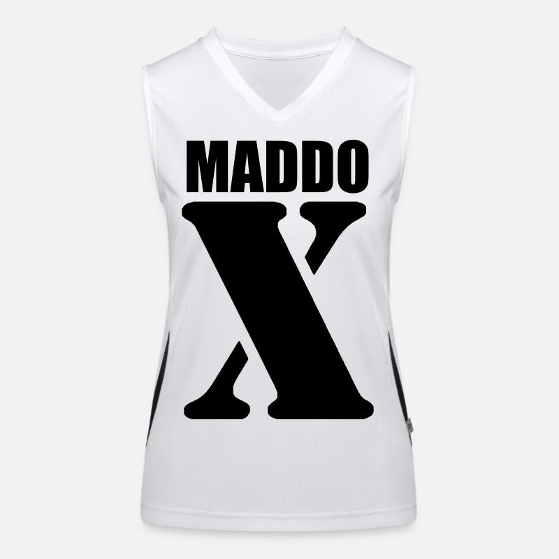 Maddox – First Name Design | Minimal Typography Funktionelles Kontrast-Tank Top für Frauen