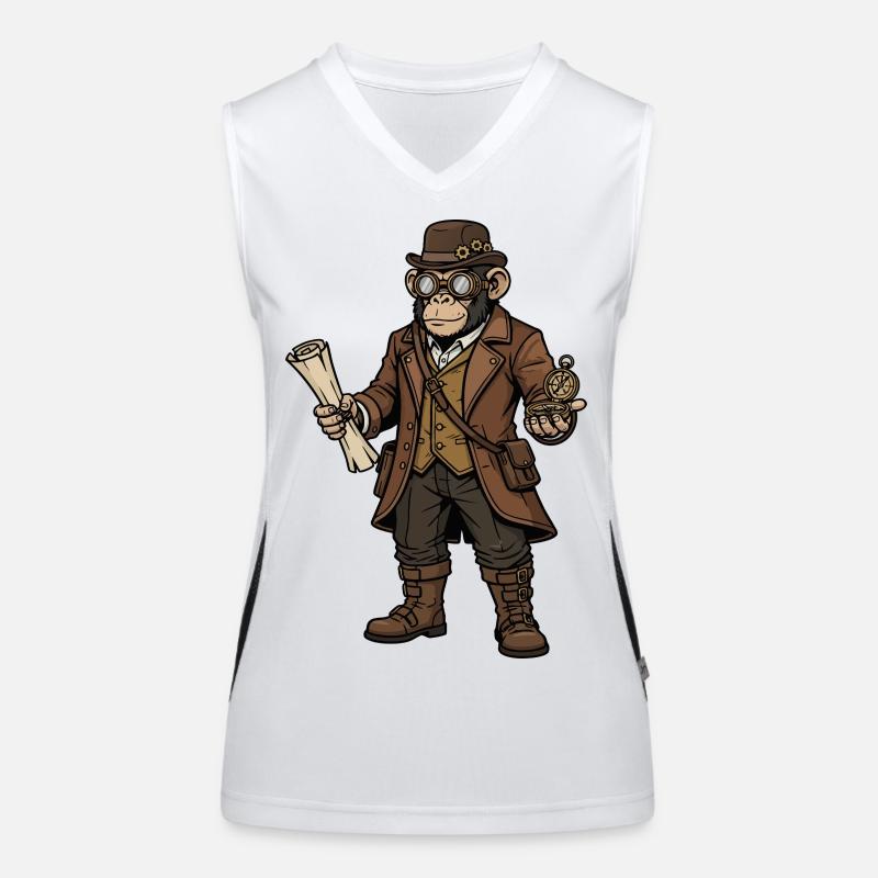 Monkey Explorer Steampunk Retro Adventure Women's Functional Contrast Tank Top