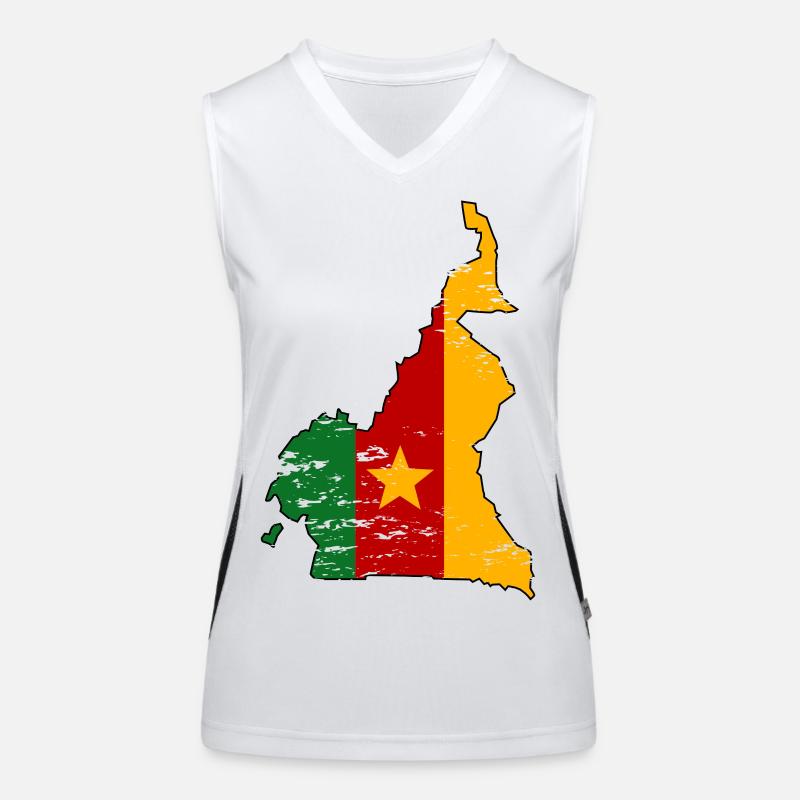 Carte du drapeau du Cameroun utilisée Débardeur respirant contrasté Femme