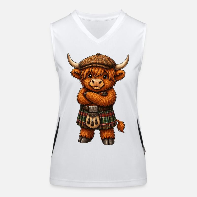 Highlandcattle mit Kilt Funktionelles Kontrast-Tank Top für Frauen